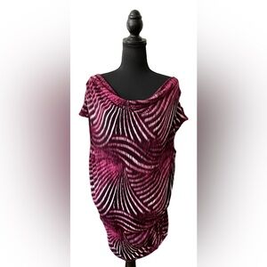 Worthington: Purple, Pink and Black Drape Neck Blouse